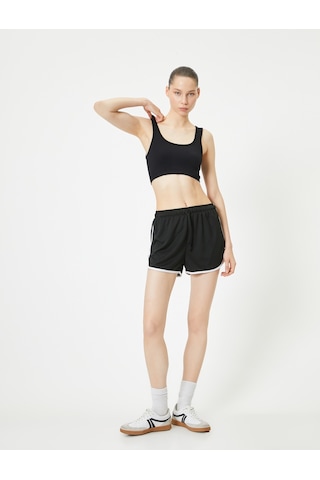 Koton Spor Yarım Atlet Dikişsiz Fitilli Slim Fit Kapsız Siyah 4sak30202nk Siyah