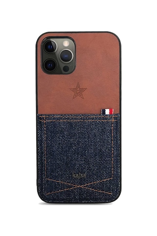 Kajsa Apple Uyumlu iPhone 12 Pro Max Kılıf Cep Tasarımlı Kajsa Denim Kapak ZORE-218934