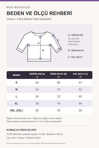 Mor Mürekkep Bozkurt Profili Daire Ve Yıldızlar Baskılı Bisiklet Yaka Sweatshirt - Beyaz