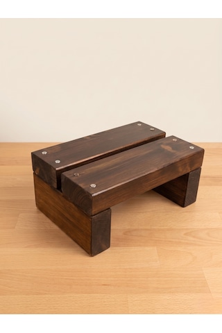 Nest Woodtr Doğal Ahşap Tek Katlı Basamak Tabure Yükseltici 30x25x15cm 1adet Acı Kahverengi