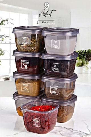 KitchenLife Avantajlı Gold Etiketli Boly Kare Saklama Kabı Seti 9'Lu 550 ML