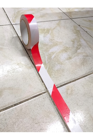 Yer İşaretleme Bandı 25mmx30metre Kırmızı Beyaz Zemin İşaretleme
