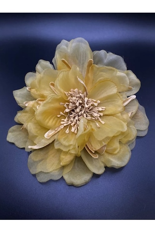 Amely Rid Kumaştan Büyük Çiçek Fiyonk Broş Tokalı 256858408 Hardal Rengi