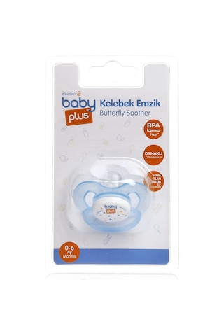 Baby Plus Tekli Damaklı Mavi Bebek Emzik 0-6 Ay Mavi
