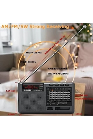 Xhdata D368 Kısa Dalga Am Fm 12 Bant Dsp Stereo Taşınabilir Radyo Mp3 Çalar Şarj Edilebilir
