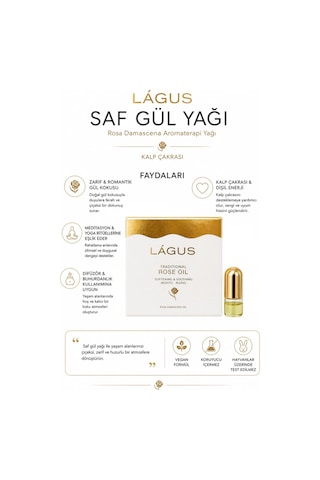 Lágus Saf Gül Yağı Rosa Damascena Aromaterapi Yağı Kalp Çakrası 20 ML