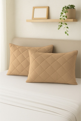 Formeya Pamukkale Alez Kahverengi %100 Pamuk Kapitone Yastık Koruyucu Alez 2 Adet 50X70 CM