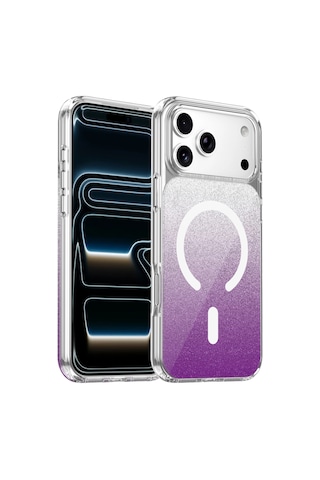 Onegif Apple Apple iPhone Uyumlu 17 Pro Sora Simli Magsafe Kapak - Mor - Mor