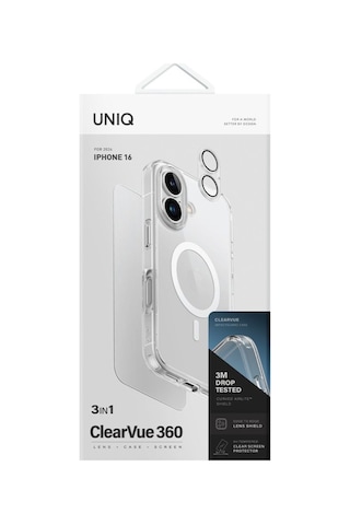 Apple Uyumlu iPhone 16 Plus Kılıf 3in1 Magsafe Clearvue Serisi Magclick Optix Ekran Koruyucu Ve Lens Koruyucu