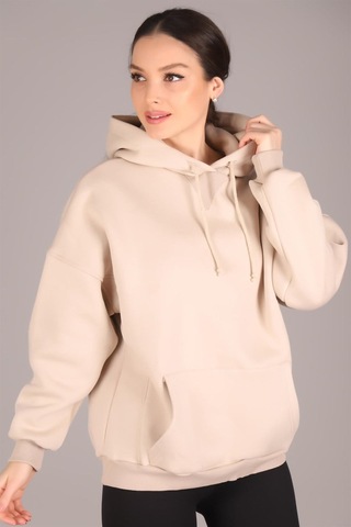 Sweetness Kadın Açık Bej Kapüşonlu Sweatshirt Açık Bej