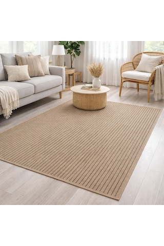 Avanos Modern Kahve Hasır Dokuma Jüt Sisal Kilim Yıkanabilir Balkon Bahçe Mutfak Halı 8042a
