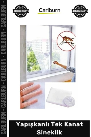Tülsineklik 125x75 Cm İnce Dokulu Tül Pratik Montaj Pencere Kapı Uyumlu Yapışkanlı Tek Kanat Sinekl