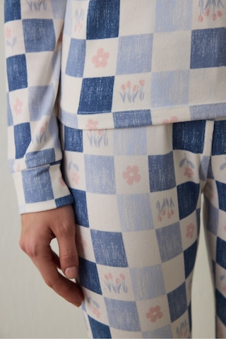 Penti Açık Mavi Ekoseli Uzun Kollu Termal Etkili Pijama Takımı