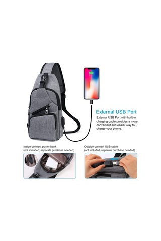 Usb Şarj Ve Kulaklık Girişi Bulunan Erkek Omuz Çantası, Göğüs Çantası