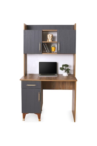 Asos Mdf Çalışma Masası Antrasit  -  Ceviz