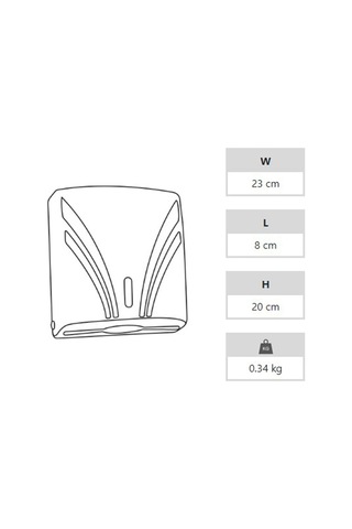 A Form ZHA-2 Z Katlama Attan Çekme Kağıt Havlu Dispenseri Havluluk - Şeffaf Füme - 23 Cm. - 1 Adet Şeffaf