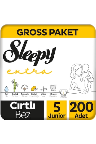 Sleepy Extra Günlük Aktivite Gross Paket Bebek Bezi 5 Numara Junior 200 Adet