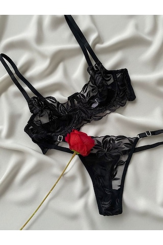 La Linaa Mona Siyah Kadın Bralet Takım Siyah
