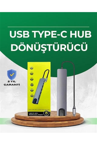 Type C Dönüştürücü - 2 Usb3.0, Sd/ms, 4k Hdmı & Rj45 İle Profesyonel Kullanım