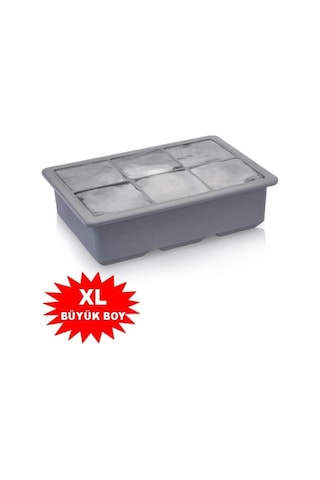 6 Lı Büyük Boy Kare Silikon Buz Kalıbı Mıt1073 Silikon Gri Diğer