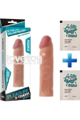 Hızlı Express Lovetoy X-Tender 3 Cm Dolgulu Realistik Penis Kılıfı + 10 Ml Kaydırıcı