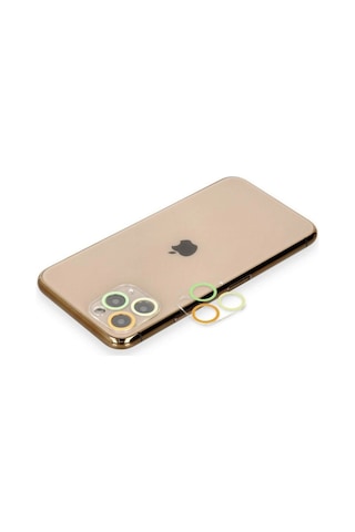 Apple Uyumlu iPhone 11 Pro Renkli Kamera Lens Koruma Cam - Sarı-turuncu Çok Renkli