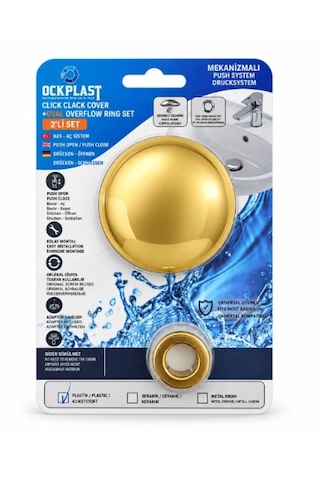 Seramik Görünümlü - Beyaz Pop-up Otomatik Lavabo Sifonu -üniversal Kullanıma Uygun Gold