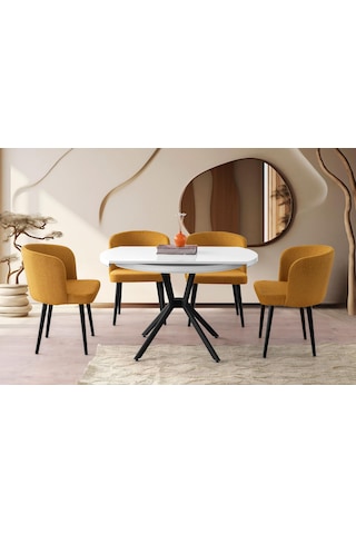 Talin Masa, Arel Sandalye, Beyaz, 120x70 Beyaz