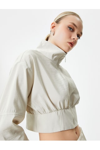 Koton Crop Bomber Ceket Fermuarlı Dik Yaka Gri 4sak50014pw 4SAK50014PW023 Gri