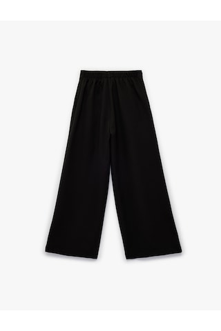 Koton Fiyonk Detaylı Beli Lastikli Geniş Paça Pantolon Siyah 6skg40091aw Siyah