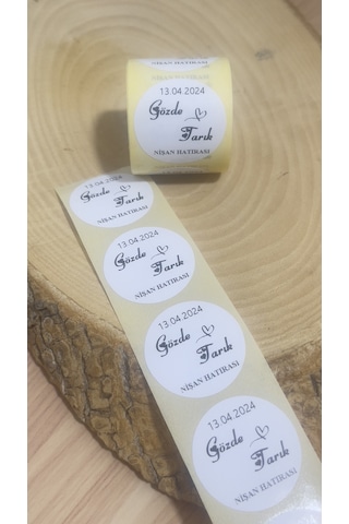 Nişan Hatırası Nikah Hatırası Yuvarlak Yapışkanlı Etiket 3 x 3 CM 150 Adet