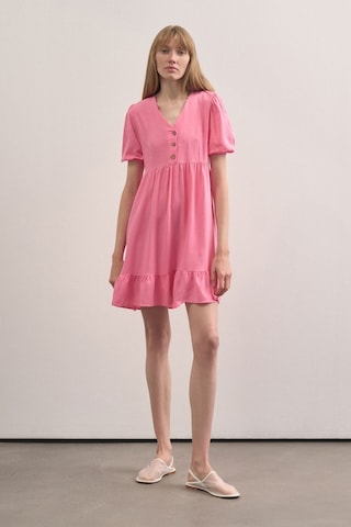 Mathilda Store Kadın V Yaka Linen Elbise