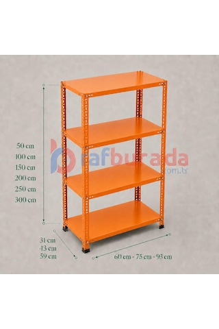 4 Katlı Renkli Dekoratif Çelik Raf - Çiçeklik Rafı, Ofis Rafı 0,70 Mm Mavi-59x60 Cm-150 Cm