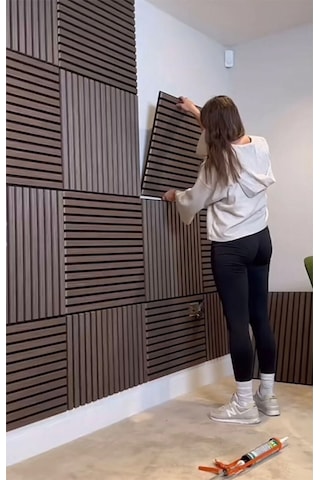 Ceviz 40x40cm Yeni Nesil Akustik Ahşap Duvar Paneli