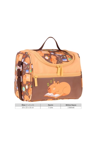 Kaukko Kids Erkek Çocuk Clever Baskılı Isı Yalıtımlı Okul Beslenme Çantası Kahverengi - L5385