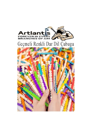 Renkli Geçmeli Dil Çubuğu Dar 100 Lü 1 Paket Çentikli Tırtıklı Geçirmeli Eklemeli Renkli Dondurma Çubuğu Kesik Uçlu Ahşap Çubuk