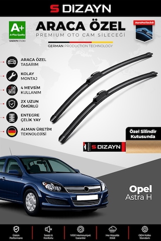 S-dizayn Opel Astra H Ön Cam Silecek Seti 2004-2009 Premium Araca Özel 55-45 Cm A+ Kalite