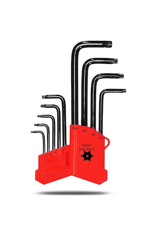 Aletçantam Tork Alyan Seti Yıldız Torx Allen Anahtar Takımı Ortası Delikli Uzun Boy 180Mm