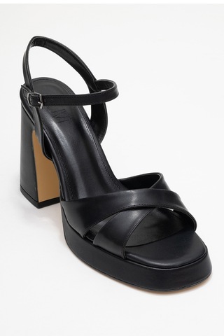 Lello Siyah Cilt Kadın Platform Topuklu Ayakkabı Siyah