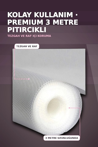 3 Metre Şeffaf Noktalı Dokulu Kalın Raf Örtüsü Ve Tezgah Koruyucu Mat Renkli