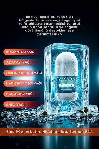 Vasada Ter Önleyici Beyazlatıcı Alüminyum İçermeyen Unisex Roll-On 50 ML