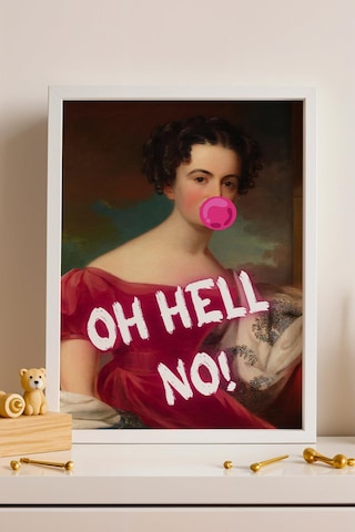 Oh Hell No Çerçeveli Tablo Esprili Klasik Sanat Posteri Marjinal Dekorasyon Altered Art