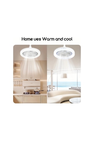 Cordial Kristal Şeffaf Abajurlu İç Mekan Aydınlatma Vantilatör 2si 1 Arada Tavan Akıllı Fan Lambası Uzaktan Kumandalı 360 Dönebilen Led Tavan Vantilatörü 3 Hız Ayarlı