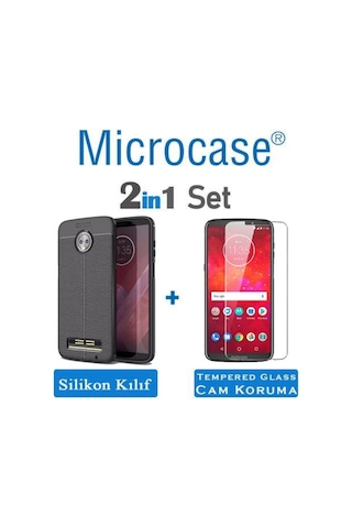 Microcase Motorola Moto Z3 Play Leather Tpu Silikon Kilif + Cam 272914155 - Seçenek / Cam Koruma-Cam Istemiyorum