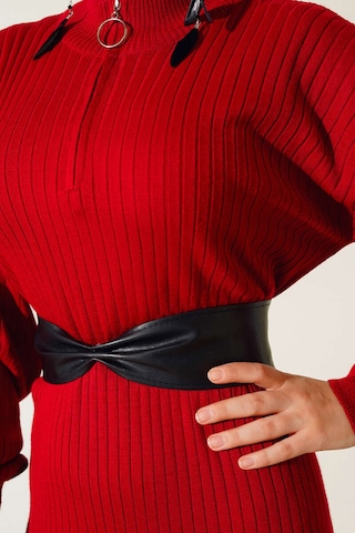 Bigdart 15900 Boydan Tesettür Triko Elbise - Kırmızı