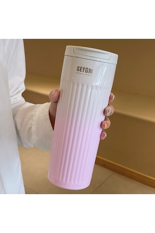 Shidai888 500 ML Taşınabilir Moda Paslanmaz Çelik Kahve Kupası Renk Değiştiren Tasarım Araba Termos Kupa Pembe Pembe