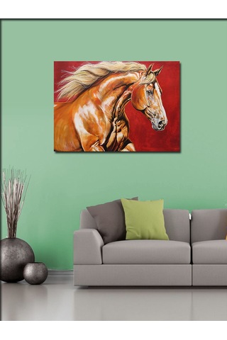 Kanvas Tablo Altın Atın Gücü 100cmx140cm