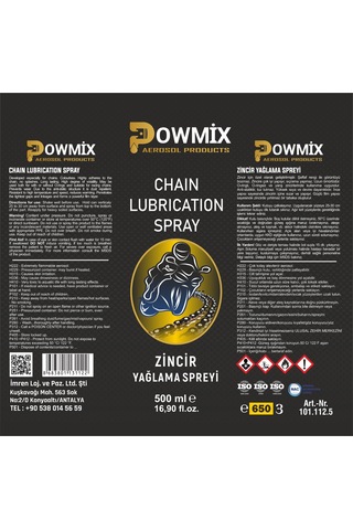Powmix Zincir Yağlama Spreyi 500 ml.