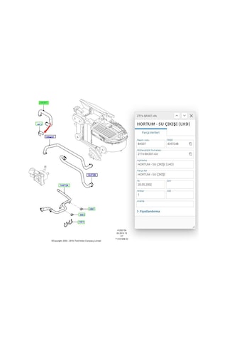 Kalorifer Çıkış Hortumu Connect 1.8tdcı 02 Ibr 19840 - 2t1v 8a507 Aa