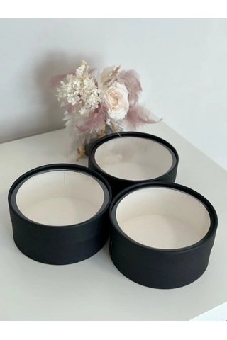 Net Brenda Şeffaf Pencereli Yuvarlak Marshmallow Kutusu 3 Adet D-16cm 282842268 Siyah